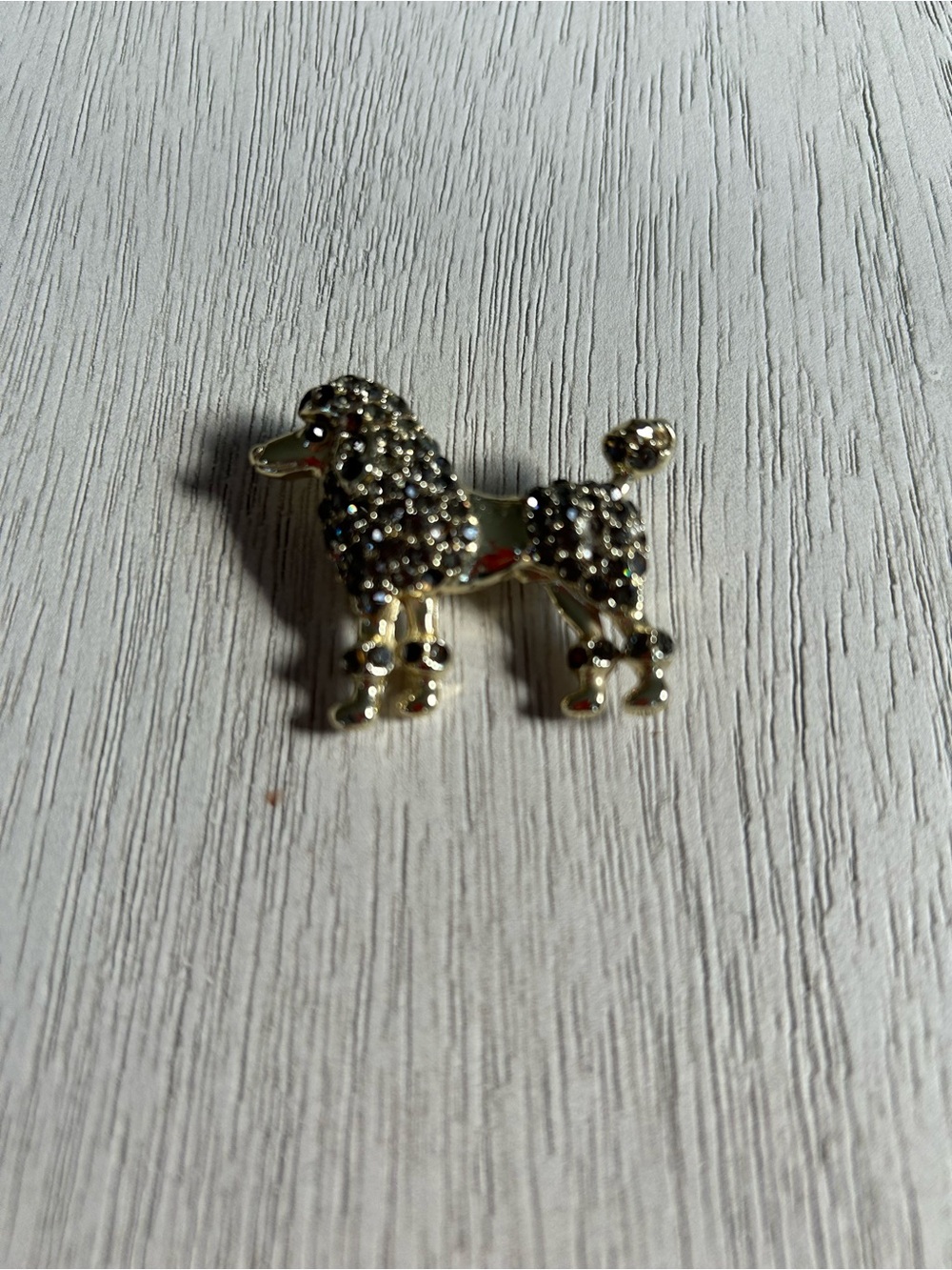 Silver Tone Poodle Dog Pin Brooch - Gold and Black